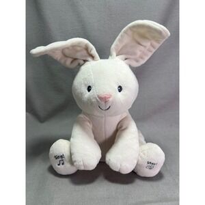 Baby Gund Flora the Bunny White Animated Plush Nursery 12" Peek a Boo Animation